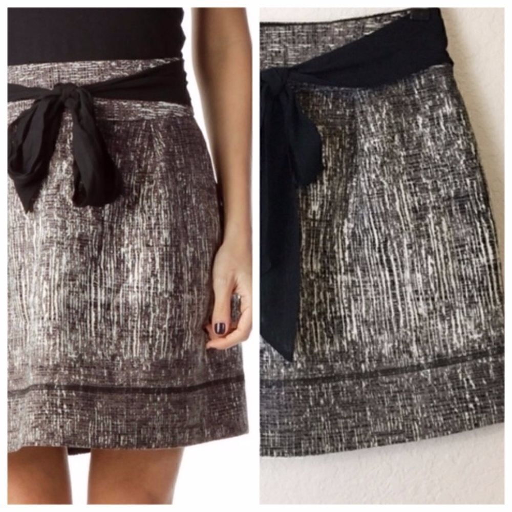 Club Monaco Lined bow skirt Black Gray Size 2